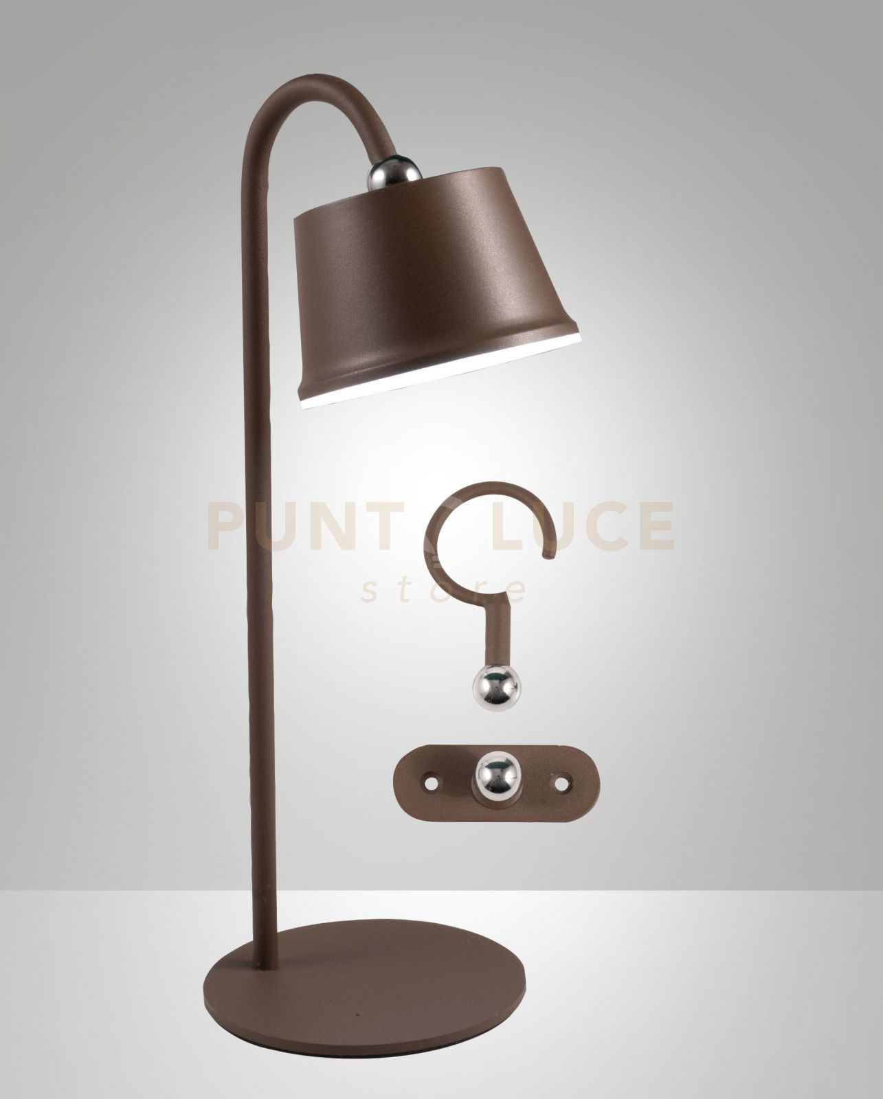 foto del prodotto armanda kit completo illuminatore corten a led 3w 3000k 320lm dimmerabile e orientabile ricaricabile ip54