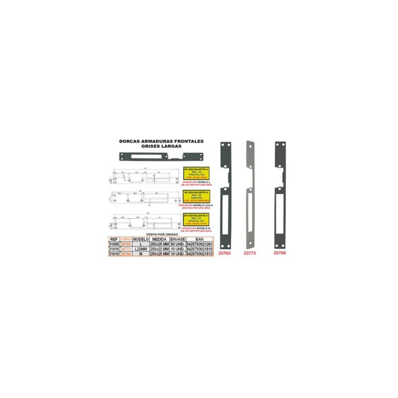 foto del prodotto armatura frontale grigia 250x22 mm lunga 24ga dorcas
