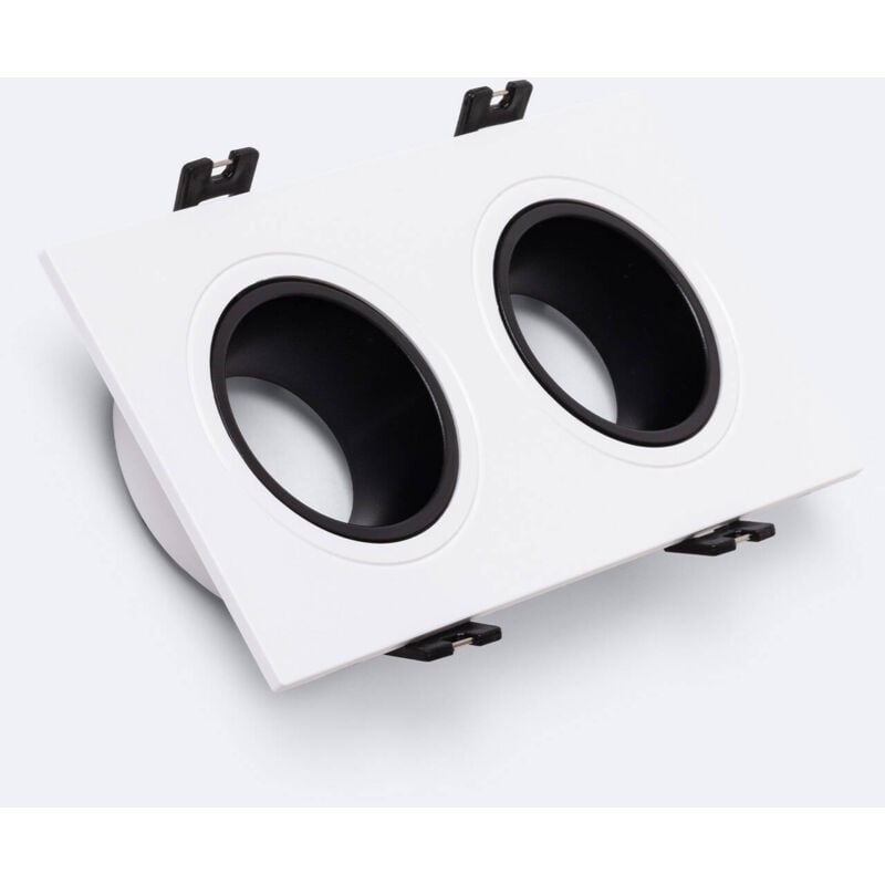 foto del prodotto aro downlight quadrato basculante per due lampadine led gu10 gu5.3 bianco nero