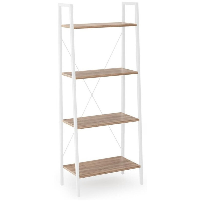 foto del prodotto arredamento1 scaffale houston 1890, sonoma quercia bianco, aperto tutto parete di fondo, truciolare laminato, metallo, il numero di porte 0,