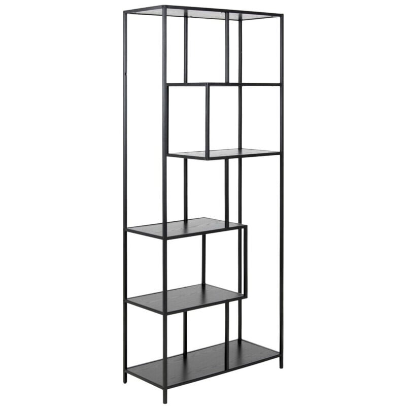 foto del prodotto arredamento1 scaffale norsica sevferi 104, cenere nera nero, aperto tutto parete di fondo, pannello di fibra a media densit , metallo, il numero
