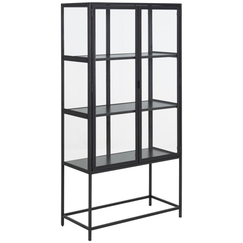 foto del prodotto arredamento1 scaffale norsica sevferi 141, cenere nera nero, chiuso, con porte, vetro temperato, metallo, il numero di porte 0, numero di