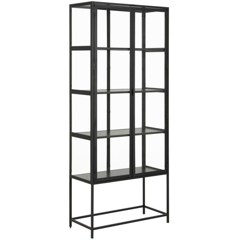 foto del prodotto arredamento1 scaffale norsica sevferi 142, cenere nera nero, chiuso, con porte, pannello di fibra a media densit , metallo, vetro temperato, il
