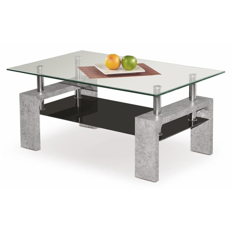 foto del prodotto arredamento1 tavolino da caff houston 571, calcestruzzo, 45x60x100cm, diametro 0, vetro temperato, angolare