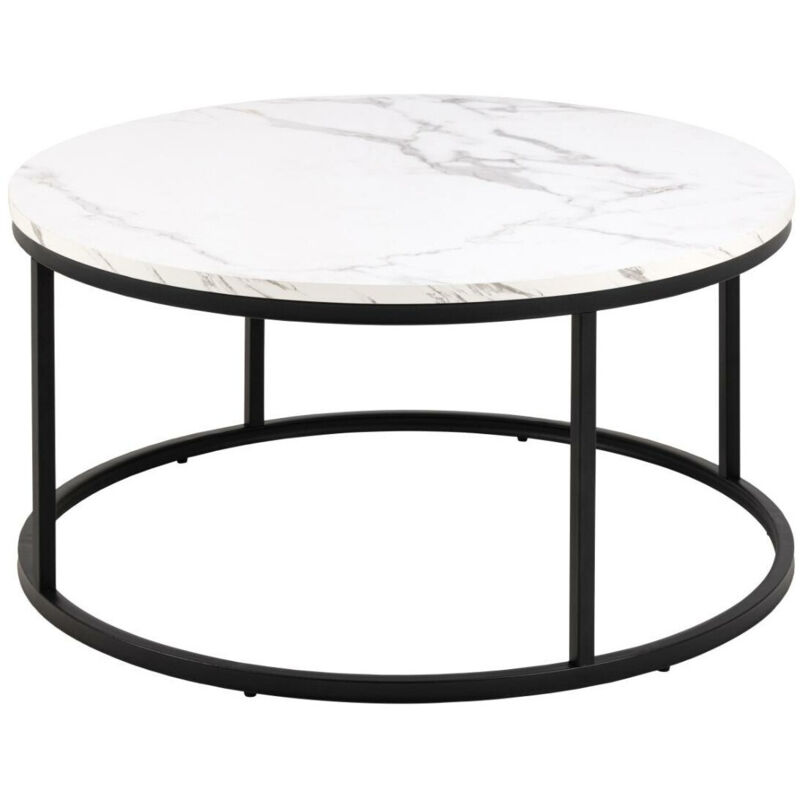 foto del prodotto arredamento1 tavolino da caff norsica 692, nero marmo bianco, 40x0x0cm, diametro 80, pannello di fibra a media densit , rotondo