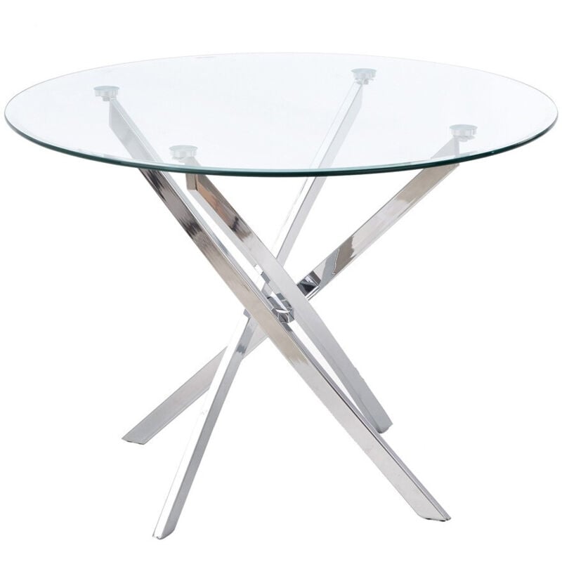 foto del prodotto arredamento1 tavolo houston 1130, argento, 73x0x0cm, senza, vetro temperato, metallo