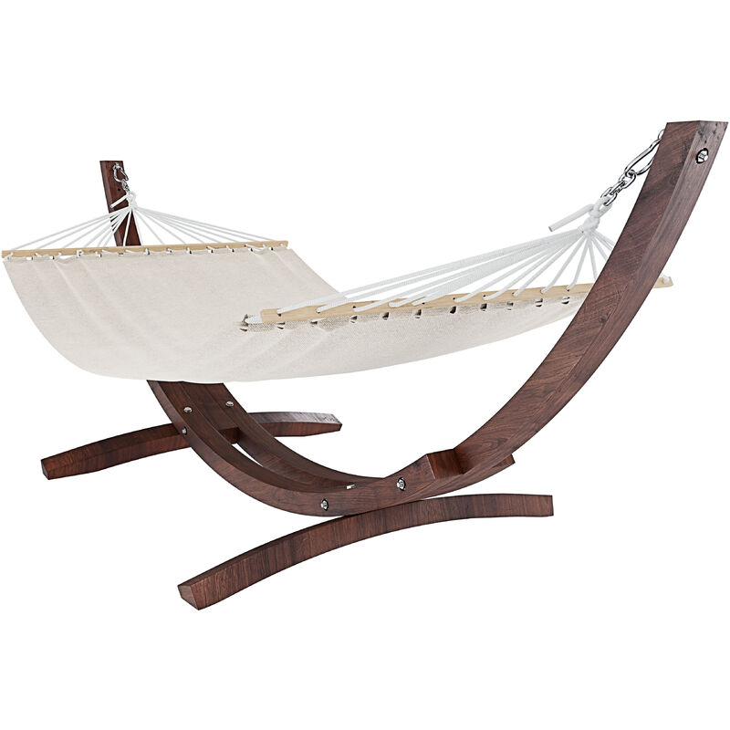 foto del prodotto arreditaly amaca da giardino con supporto in legno robusto e telo in cotone resistente portata max 150 kg ideale per esterno terrazzo balcone