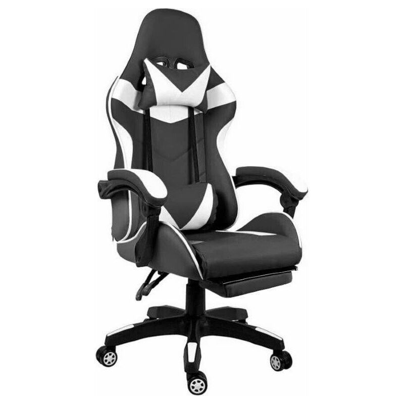 foto del prodotto arreditaly sedia gaming hobart nero bianco