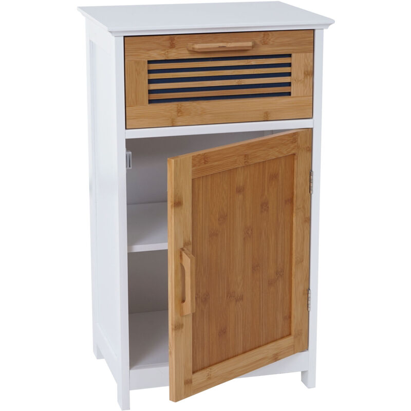 foto del prodotto arredo bagno armadietto comodino hhg 145 legno bambu e mdf mobile basso
