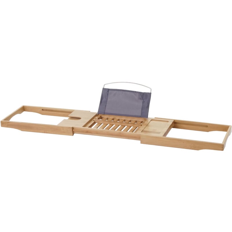 foto del prodotto arredo bagno hhg 725 portaoggetti per vasca estensibile legno bambu