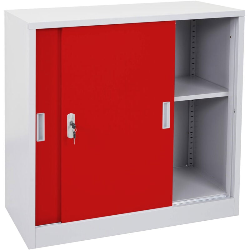 foto del prodotto arredo ufficio archivio classificatore hhg 588 acciaio ante scorrevoli 45x90x90cm rosso grigio