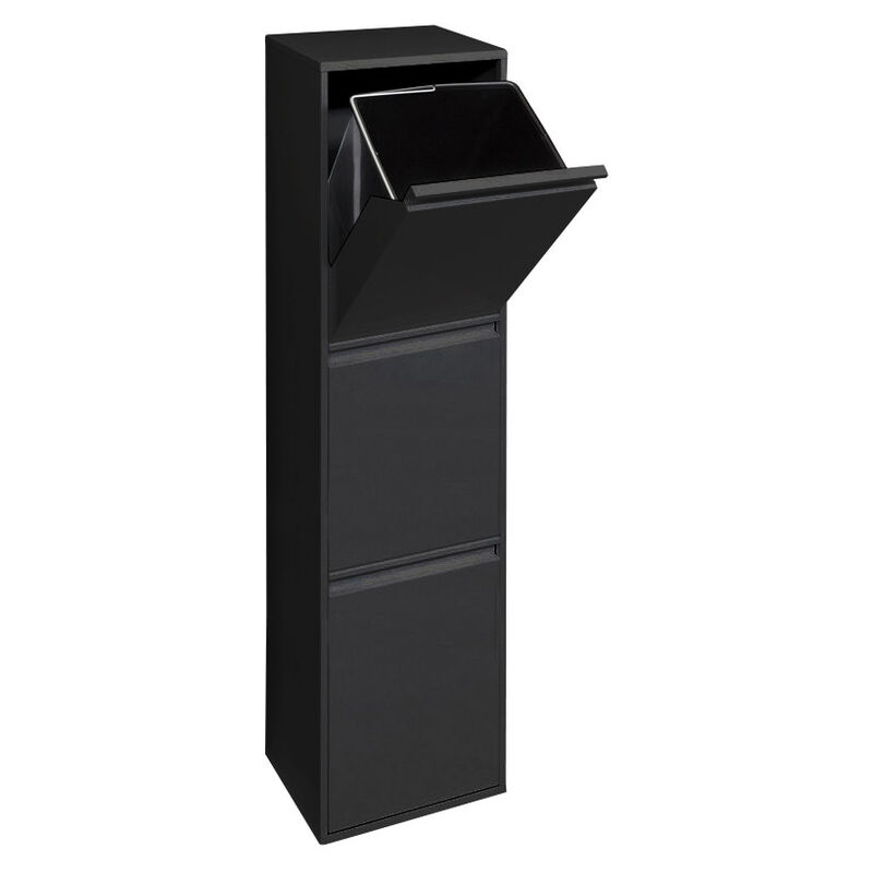 foto del prodotto arregui basic pattumiera per raccolta differenziata, 3 secchi, mobile d acciaio per differenziata, 3 x 17 l 51 l nero cr306 b