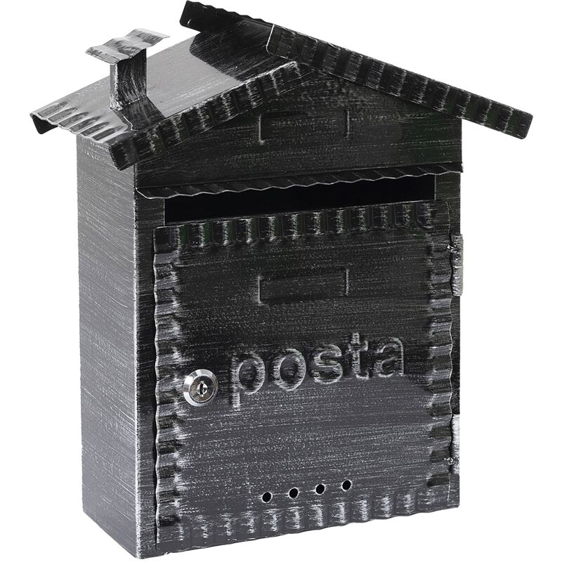 foto del prodotto arregui domus 2202 cassetta postale in ferro battuto, nero spazzolato