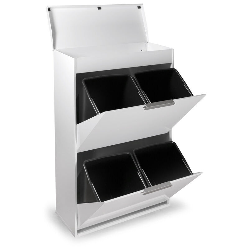 foto del prodotto arregui ecoclas plus pattumiera per raccolta differenziata con ripiano superiore multiuso, mobile d acciaio per differenziata, bianco 4 secchi 4 x 17