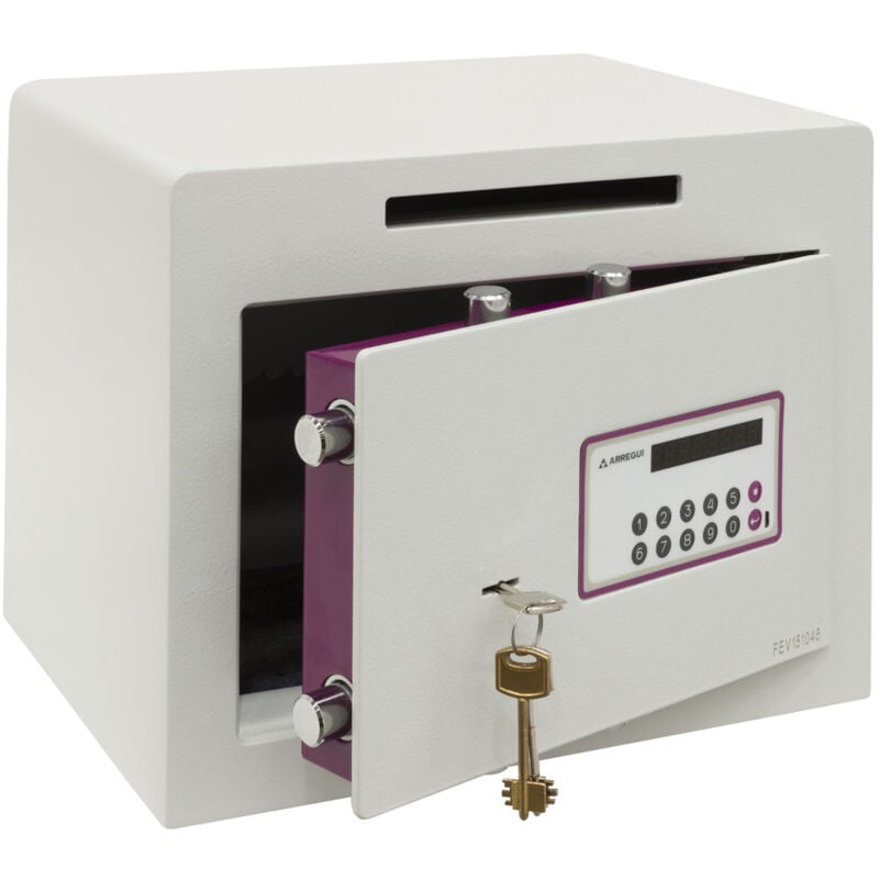 foto del prodotto arregui forma evolution cassaforte con chiave e codice, cassaforte mobile, apertura con tastiera e chiave, cassaforte elettronica, doppia sicurezza m