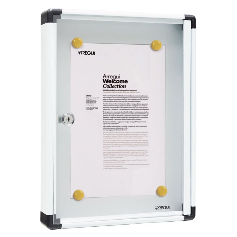 foto del prodotto arregui pan51 bacheca magnetica con anta battente per interni in alluminio, con serratura e chiave, 40 x 30 x 5 cm, contiene 1 x a4 bianco
