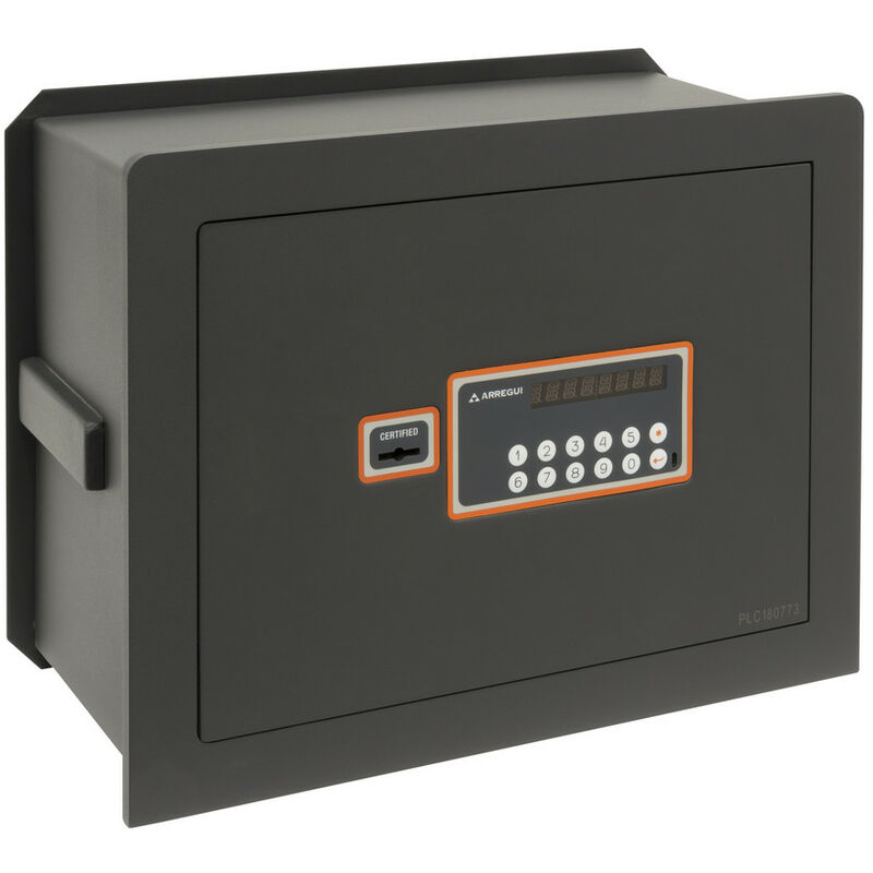 foto del prodotto arregui plus c cassaforte a muro con serratura certificata a chiave e codice, cassaforte da incaso a parete con fondo estensibile, alto livello di