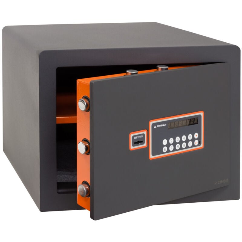 foto del prodotto arregui plus c cassaforte con chiave e codice, cassaforte mobile, serratura certificata a chiave, cassaforte elettronica con tastiera, doppia