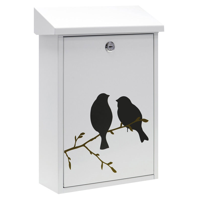 foto del prodotto arregui premium e5601 bir cassetta postale individuale in acciaio con serigrafia decorativa birds, cassetta della posta da parete, dimensione m