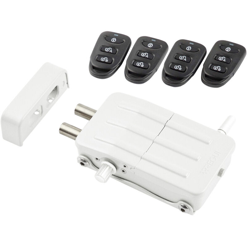 foto del prodotto arregui serratura di sicurezza invisibile per porta con 4 telecomandi, serratura elettronica per porta, serratura wireless, catenaccio interno bianco