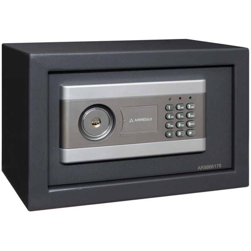 foto del prodotto arregui stylo 19010 s1 cassaforte in acciaio con doppia apertura di sicurezza, serratura elettronica pi serratura a chiave, cassaforte a mobile per