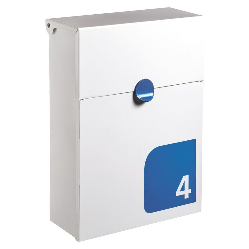foto del prodotto arregui tondo m e6731 blu cassetta postale indiviuale con segnaletica di numero, personalizzabile, dimensione m din a4 e riviste , cassetta della