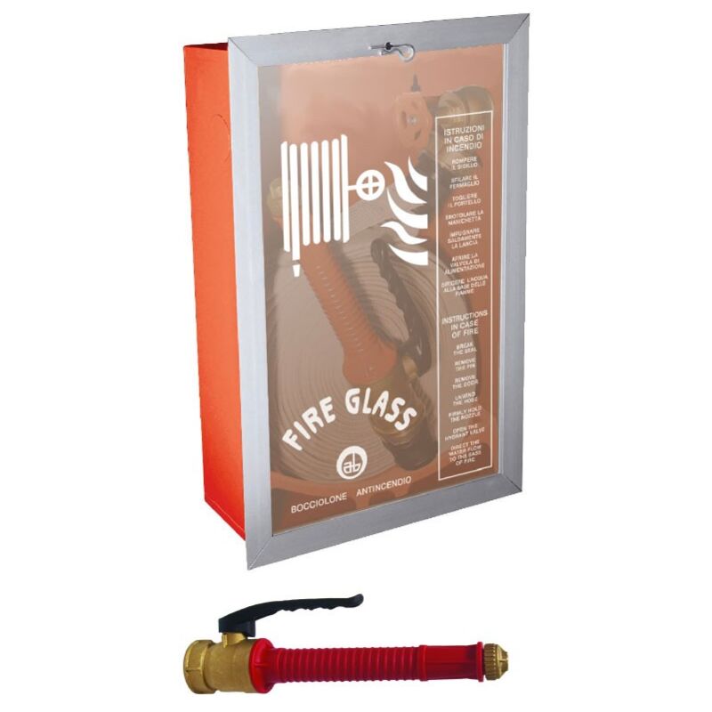 foto del prodotto art.2 a basic line - con lastra, cassetta acciaio - idrante a muro da incasso uni en 671-2 forma b. marcato ce cert. n. 0497-cpr-172 - con lancia