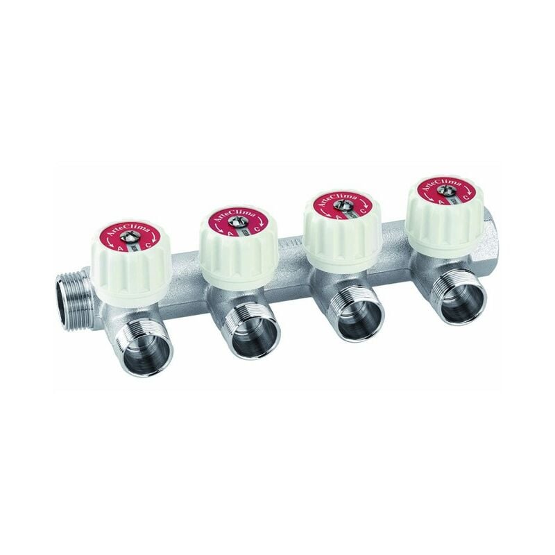 foto del prodotto arteclima - collettore modulare con arresti manuali in ottone maschio femmina per impianti sanitari 3 4x2 vie s.r.l.