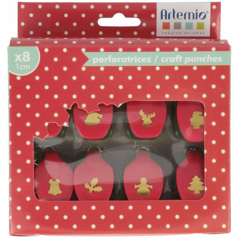 foto del prodotto artemio 8 mini perforatrici kit di natale, plastica, multicolore