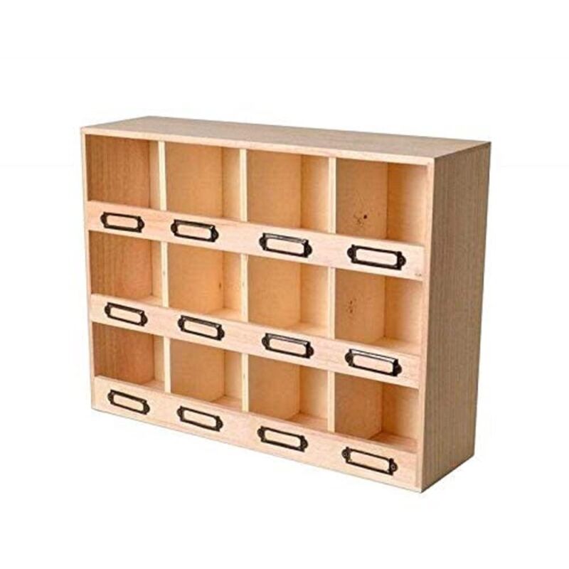 foto del prodotto artemio scaffale con 12 scatole di legno