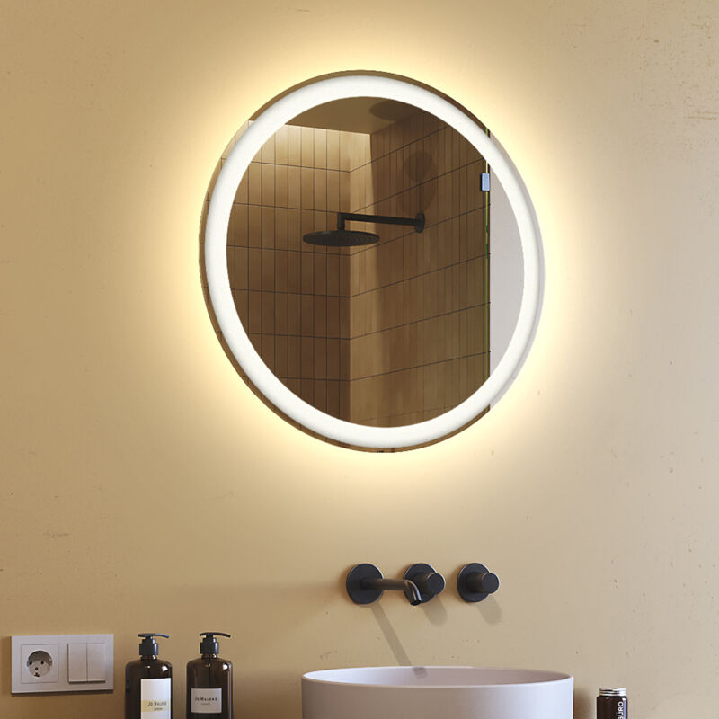 foto del prodotto artforma specchio da bagno rotondo led 60 cm specchio illuminato a led con illuminazione led076 
