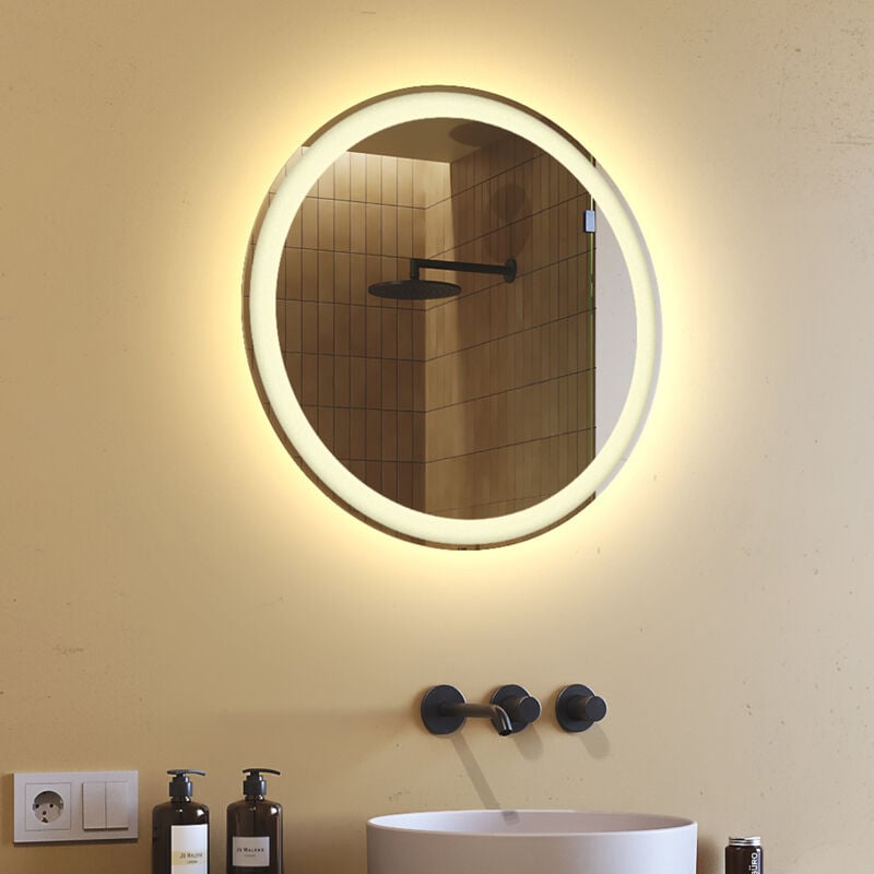 foto del prodotto artforma specchio da bagno rotondo led 60 cm specchio illuminato a led con illuminazione led076 bianco caldo 2700k