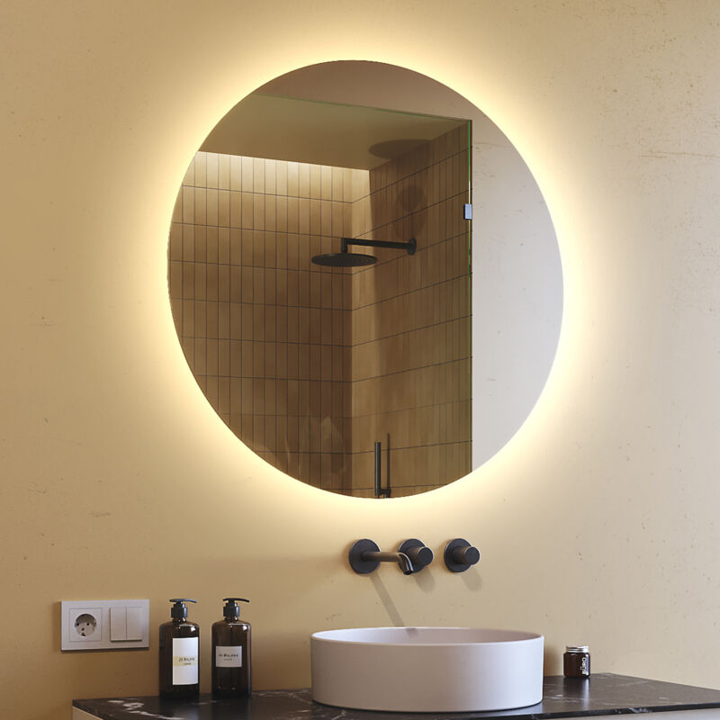 foto del prodotto artforma - specchio da bagno rotondo led 80 cm specchio illuminato a led con illuminazione led082
