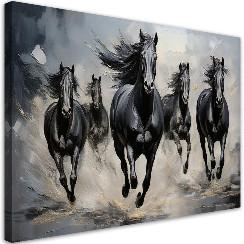 foto del prodotto artgeist - quadro su tela, cavallo nero - 60x40