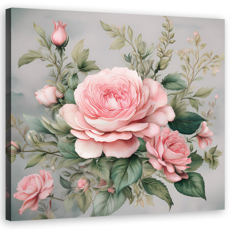 foto del prodotto artgeist quadro su tela, fiori rosa shabby chic 40x40