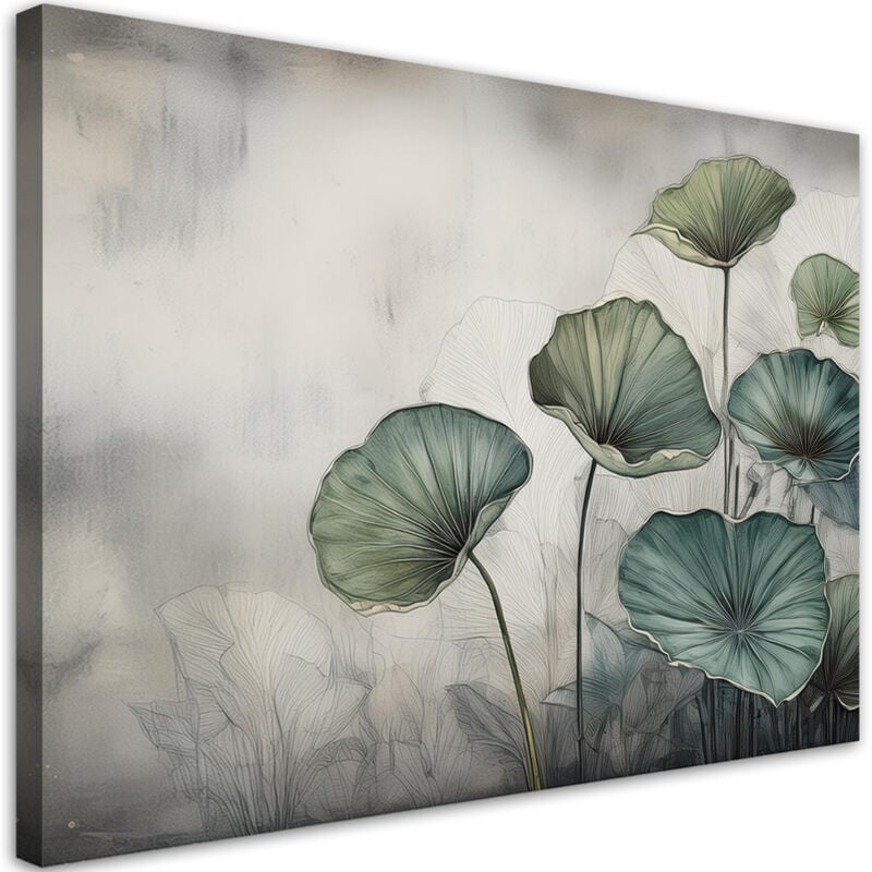 foto del prodotto artgeist quadro su tela, foglie verdi 60x40