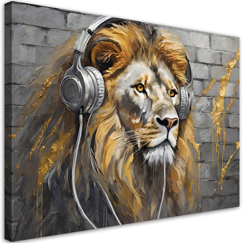 foto del prodotto artgeist - quadro su tela, leone musica animali - 60x40
