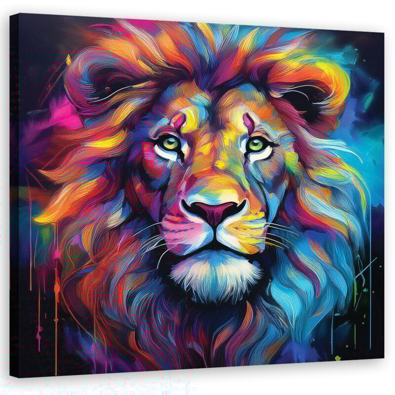 foto del prodotto artgeist quadro su tela, leone pop art a colori 30x30