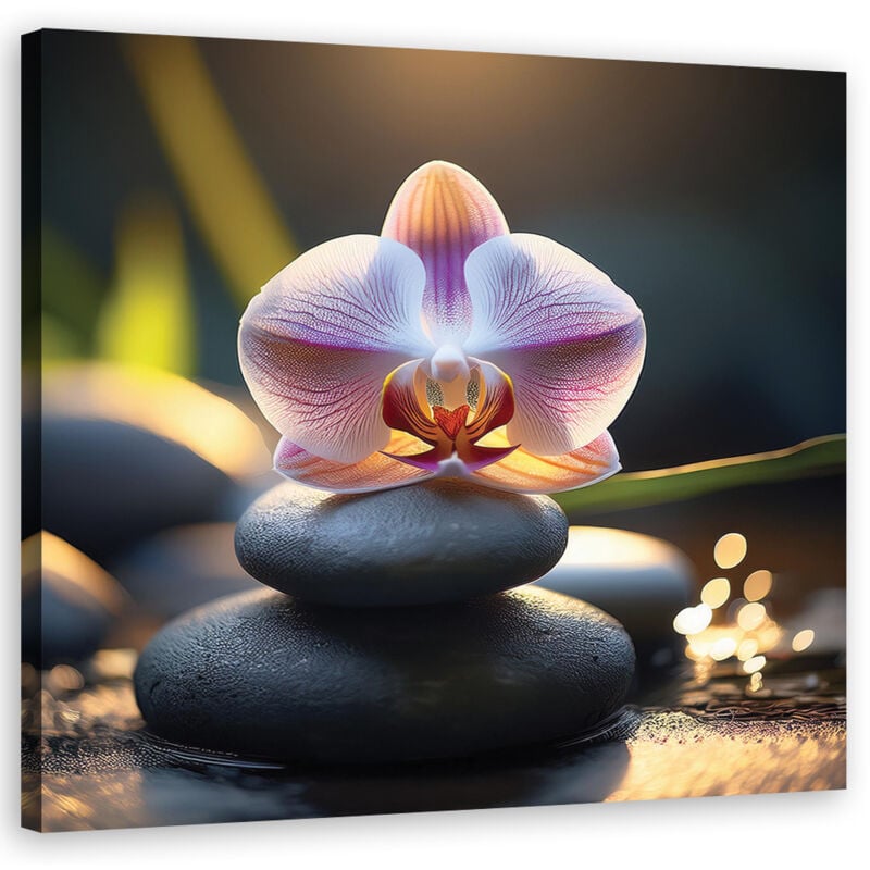 foto del prodotto artgeist quadro su tela, pietre e fiori orientali 30x30