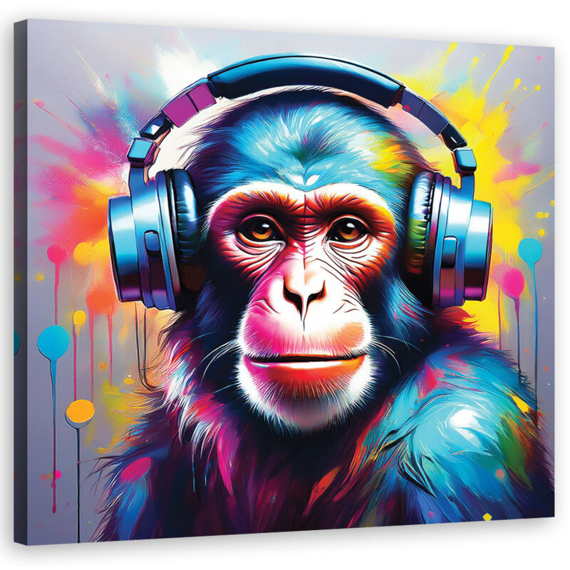 foto del prodotto artgeist quadro su tela, scimmia dj pop art 30x30