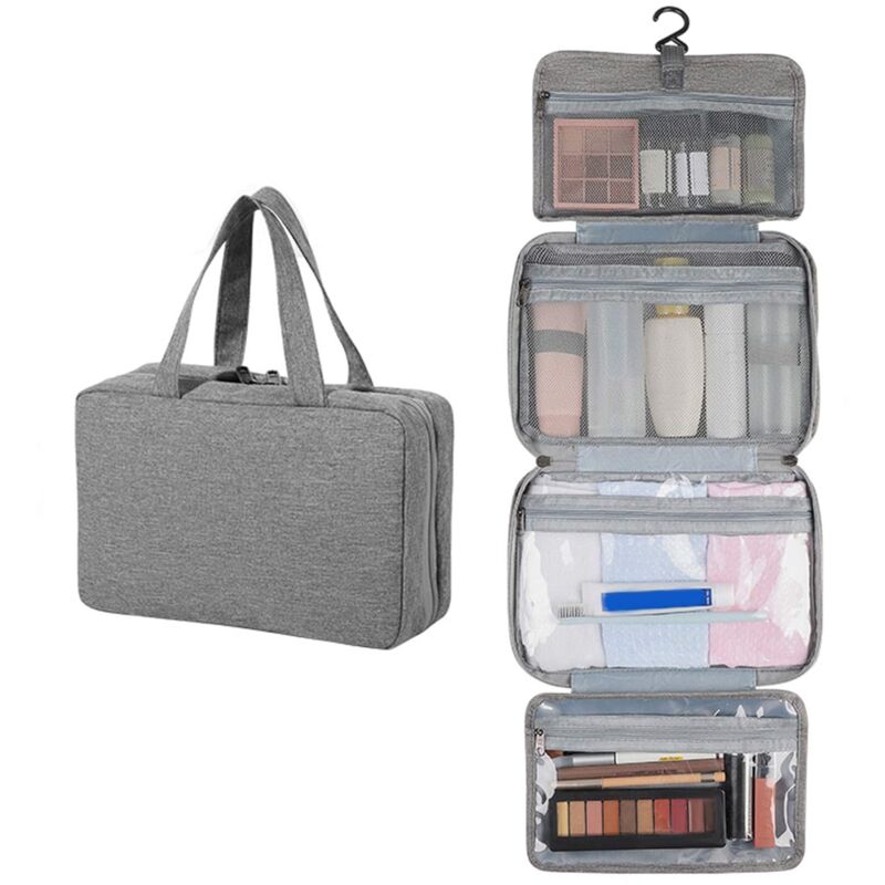 foto del prodotto articoli da toeletta grandi, ganci, uomo e donna, trucco e cosmetici, impermeabili, 4 scomparti, oggetti bagnati e segreti, viaggiatori, accessori,