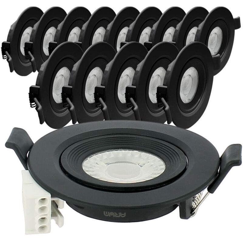 foto del prodotto arum lighting 15 faretti da incasso led nero asturia orientabile 7w eq. 75 w temp rature de couleur bianco caldo 3000k