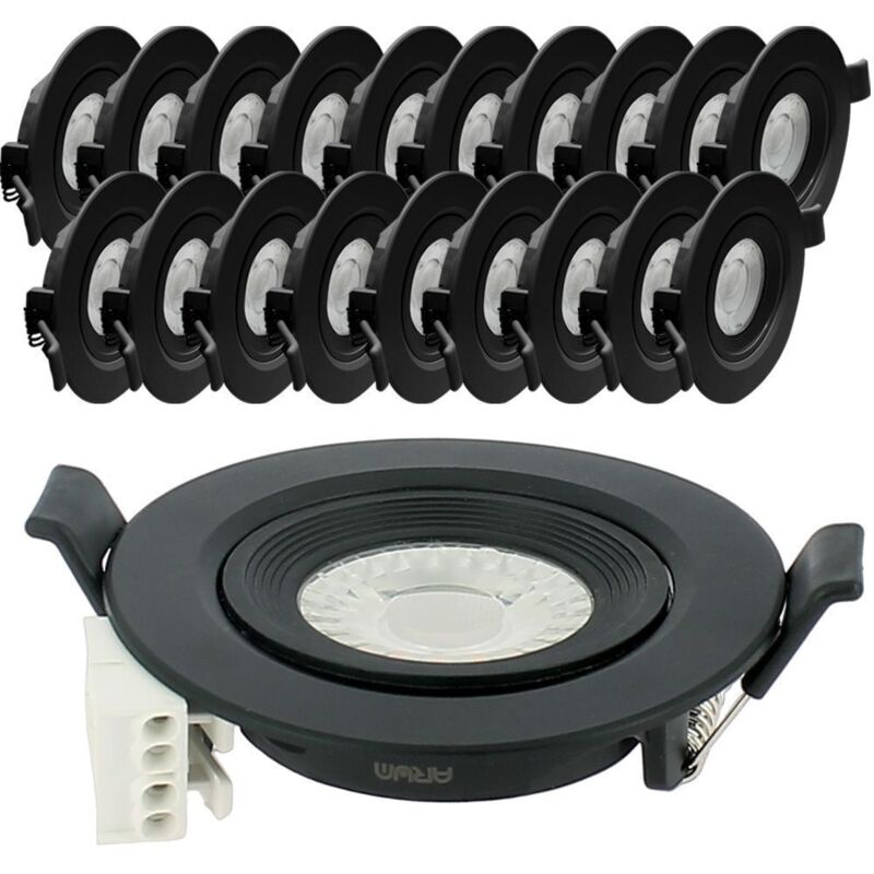 foto del prodotto arum lighting 20 faretti led da incasso neri asturia orientabili 7w eq. 75 w temp rature de couleur bianco caldo 3000k