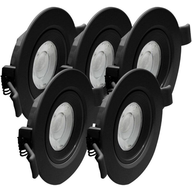 foto del prodotto arum lighting 5 faretti led da incasso asturia orientabili neri 7w eq. 75 w temp rature de couleur bianco caldo 3000k