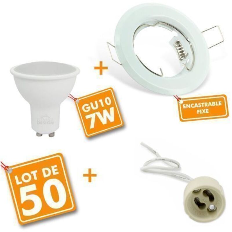 foto del prodotto arum lighting 50 faretto led da incasso bianco completo con lampadina gu10 7w eq 60w temp rature de couleur bianco neutro 4000k