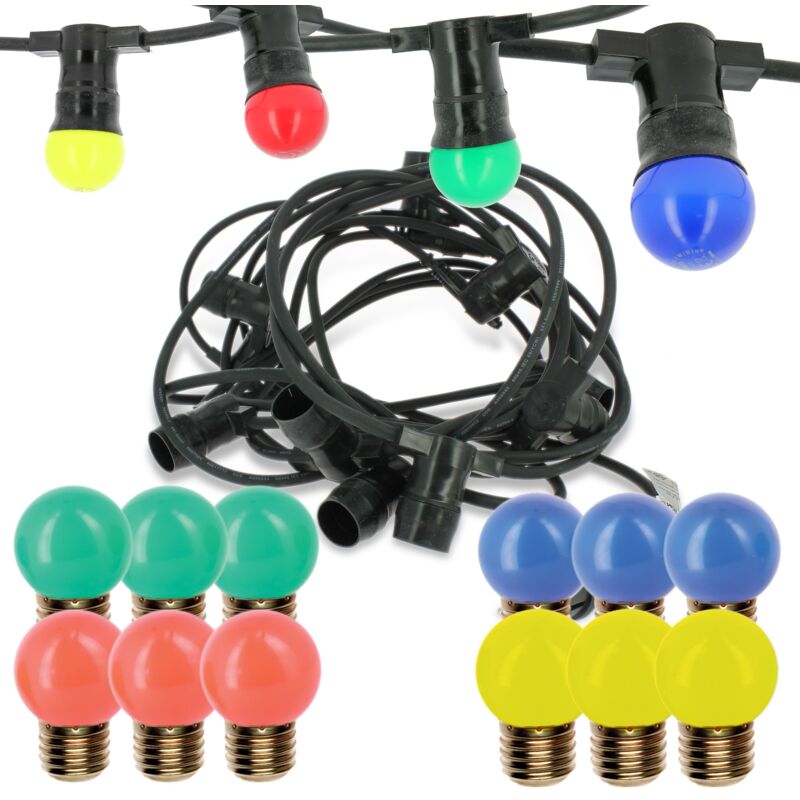 foto del prodotto arum lighting ghirlanda guinguette 10 prese e27 10 metri interconnettibili 12 lampadine led e27 1w multicolor