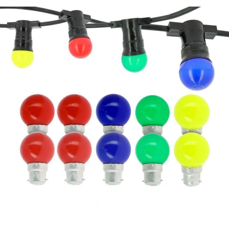 foto del prodotto arum lighting ghirlanda guinguette professionale 10 basi led b22 multicolori 10 metri interconnessi 12 lampadine multicolori