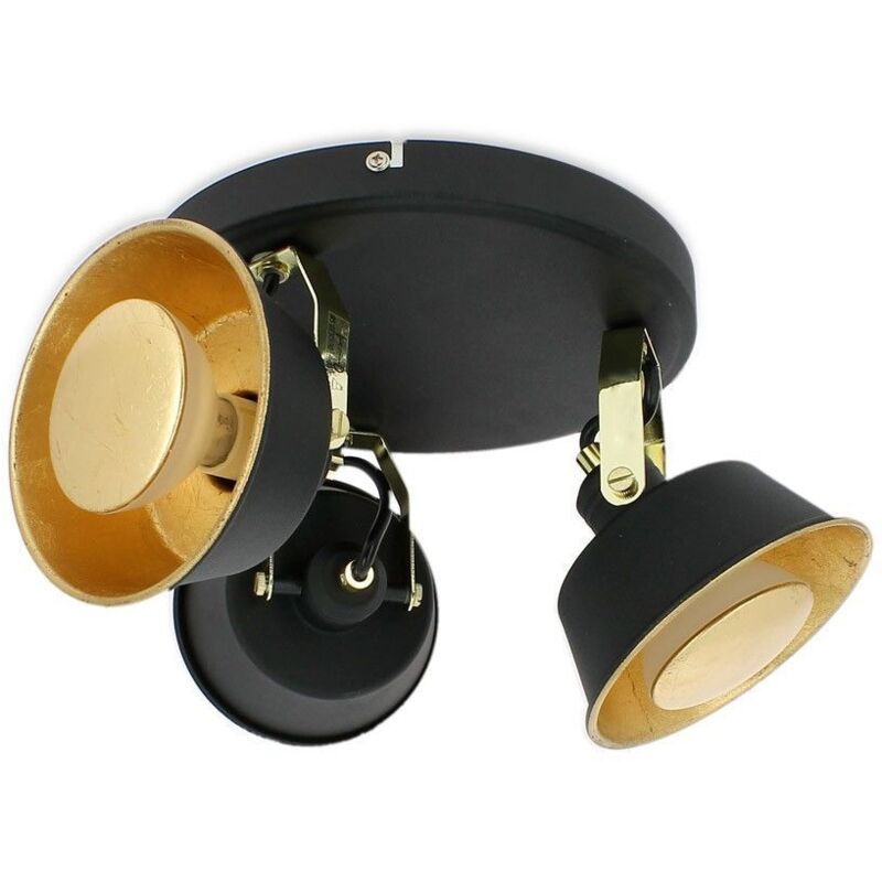 foto del prodotto arum lighting plafoniera a 3 teste ridley nera e oro con lampadina led gu10 bianco caldo