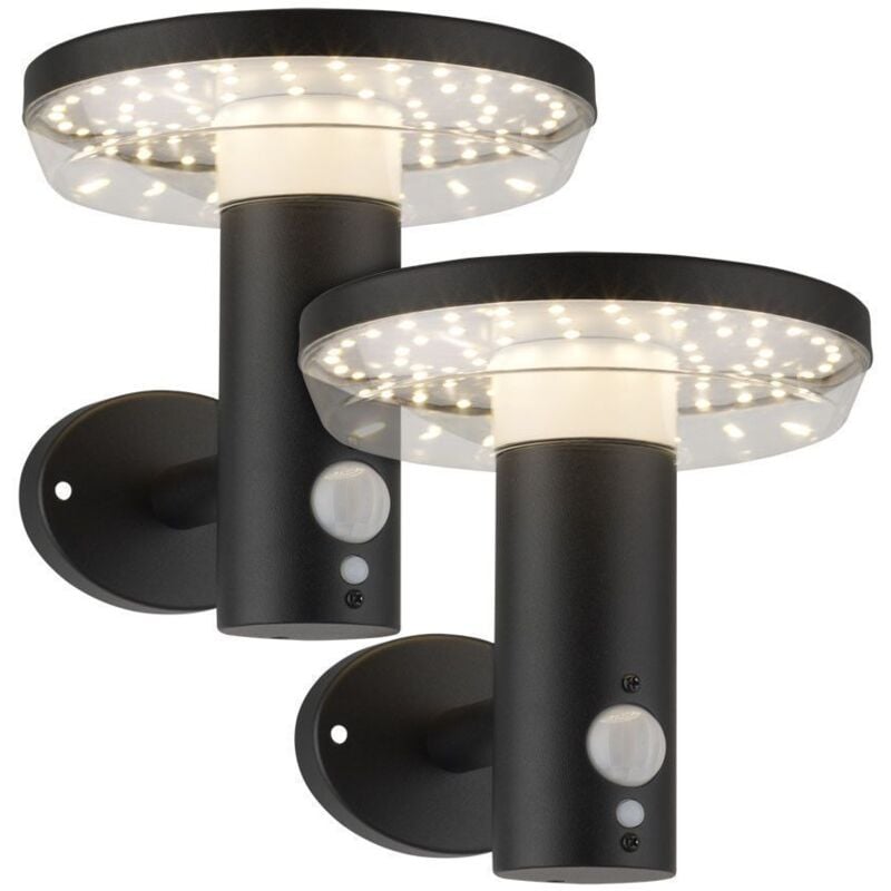 foto del prodotto arum lighting set di 2 applique solari miramar equi. rilevatore di presenza 60w 3 modalit 
