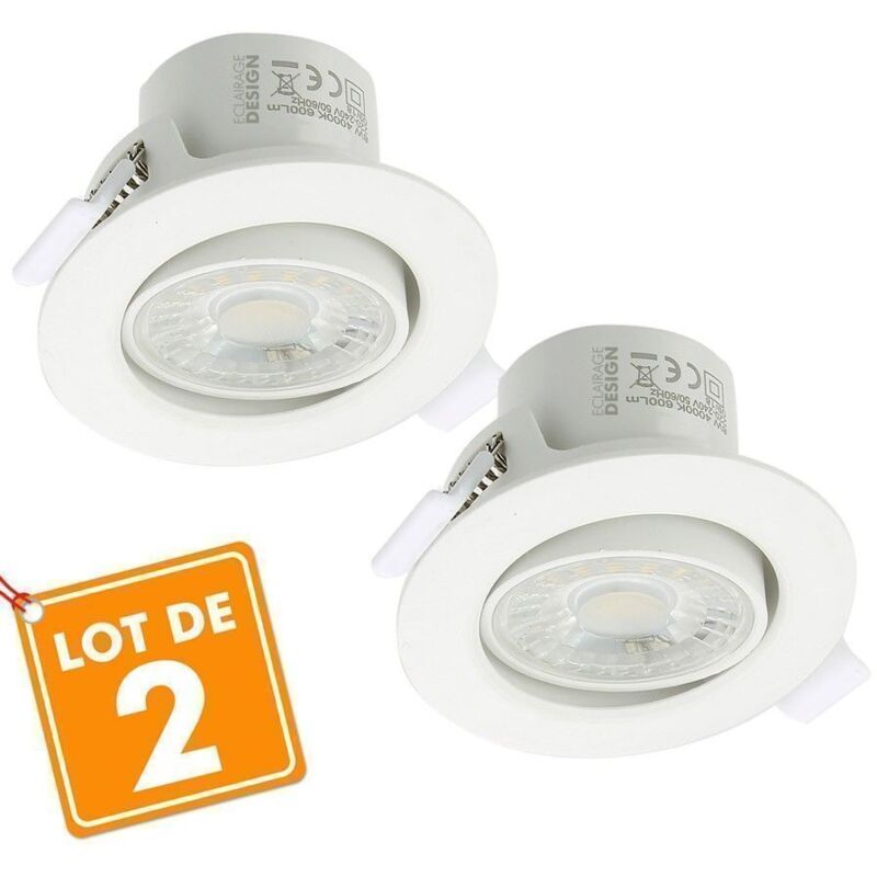 foto del prodotto arum lighting set di 2 faretti led da incasso valence 8w orientabile equ. 75w temp rature de couleur bianco caldo 3000k